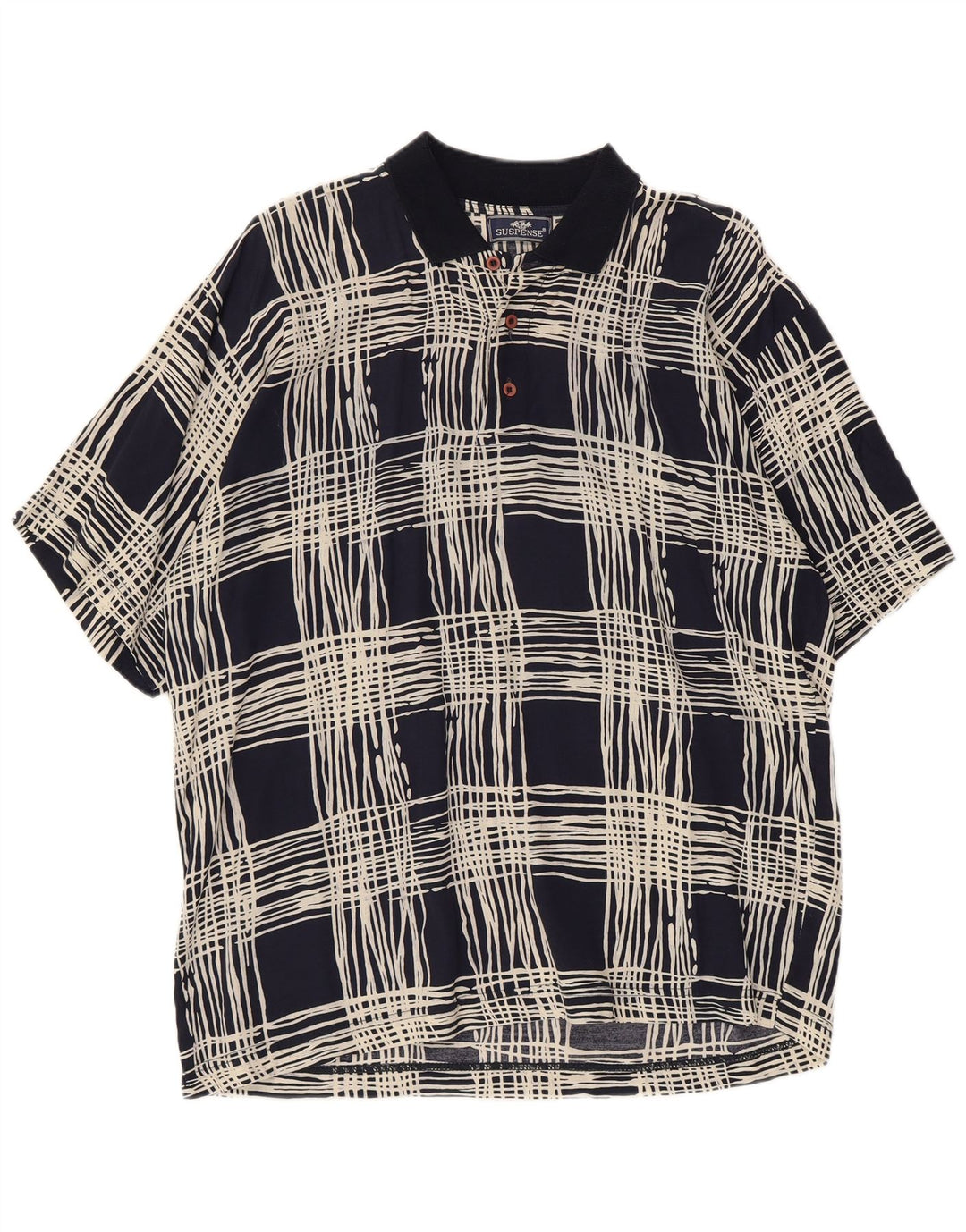 Ανδρικό κοντομάνικο πουλόβερ σασπένς πουκάμισο μεγάλο μπλε ναυτικό καρό βισκόζη