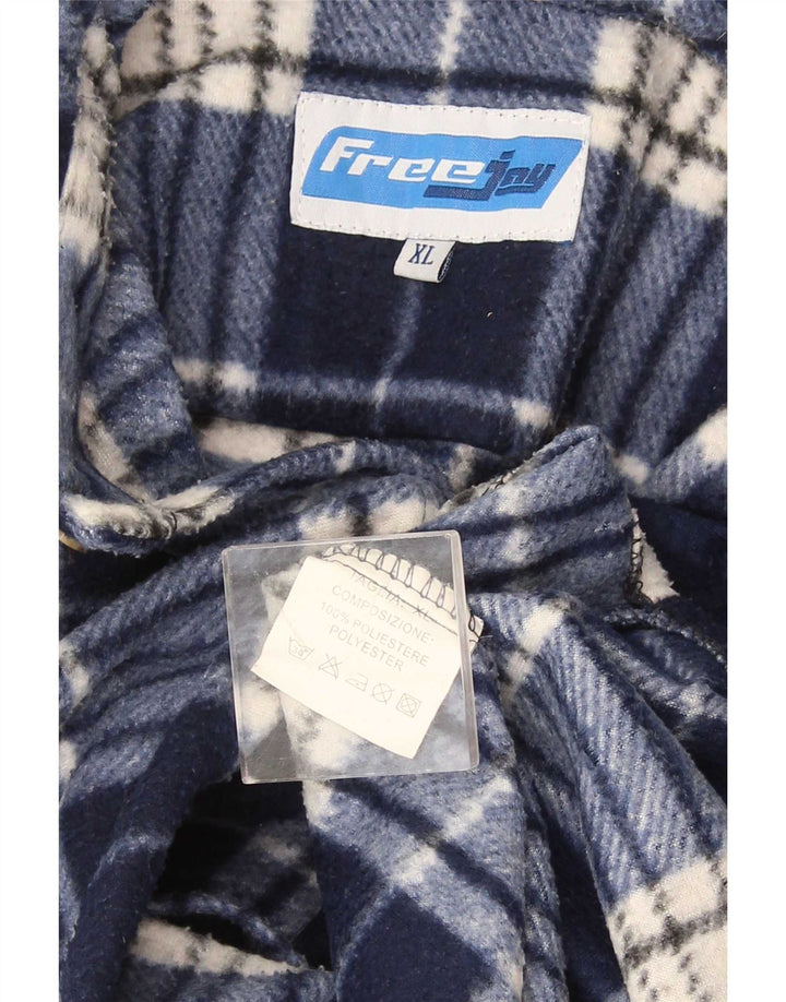 Vintage ανδρικό φανελένιο πουκάμισο XL Navy Blue καρό πολυεστέρα