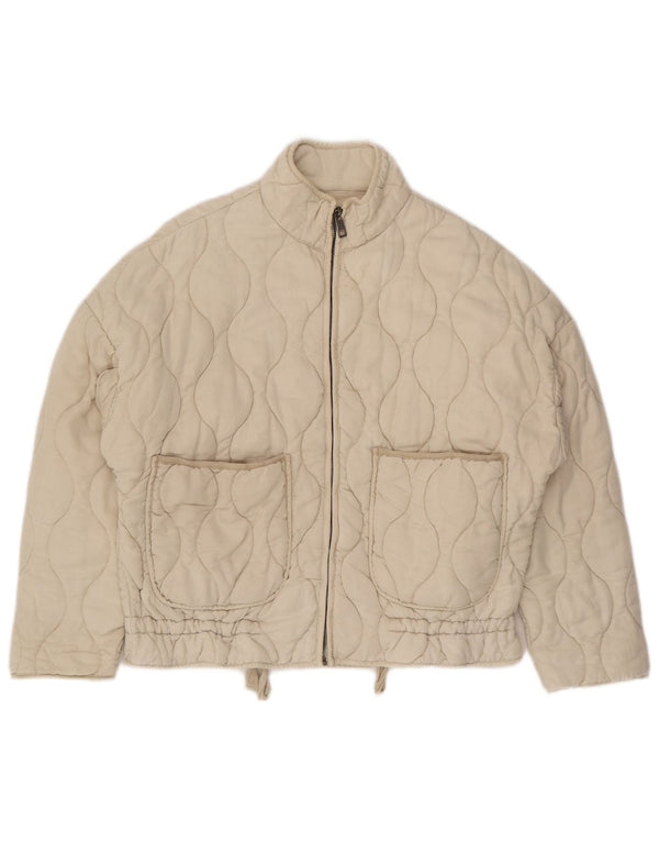 Zara Γυναικείο Καπιτονέ μπουφάν UK 10 Small Beige βαμβακερό