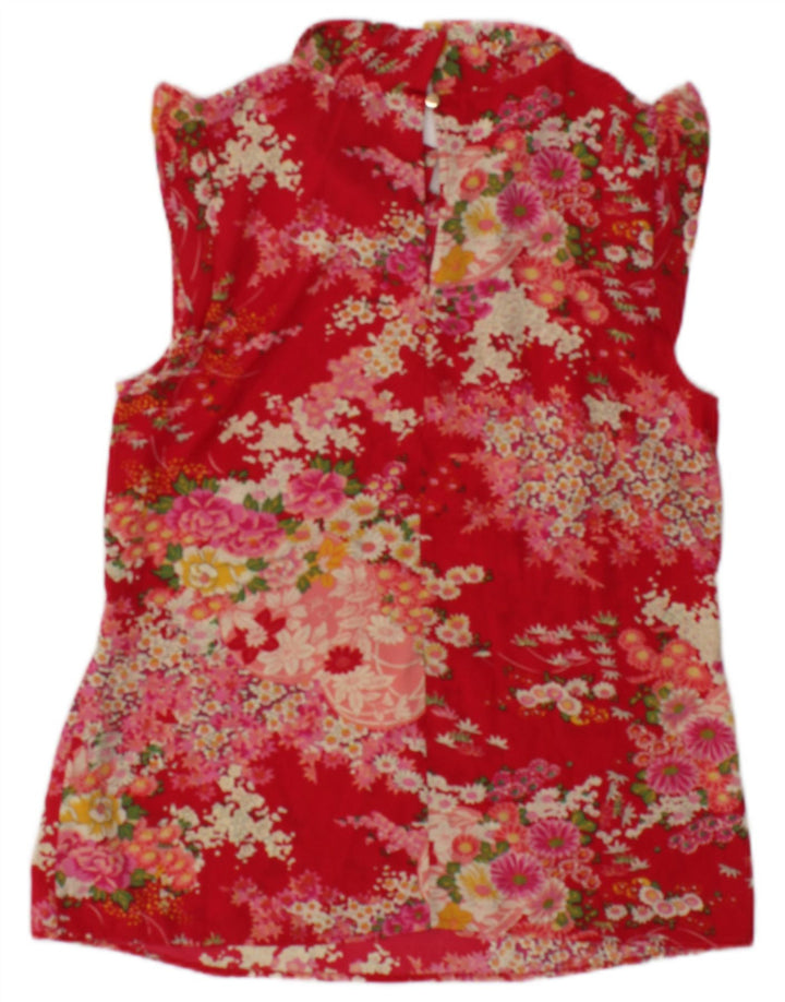 Γυναικεία αμάνικη μπλούζα Oasis Top UK 10 Small Red Floral Polyester