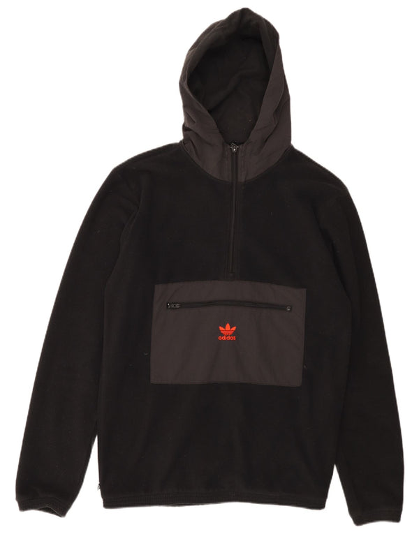 Ανδρική κουκούλα ADIDAS με φερμουάρ με λαιμόκοψη φλις πουκάμισο μικρό μαύρο χρώμα