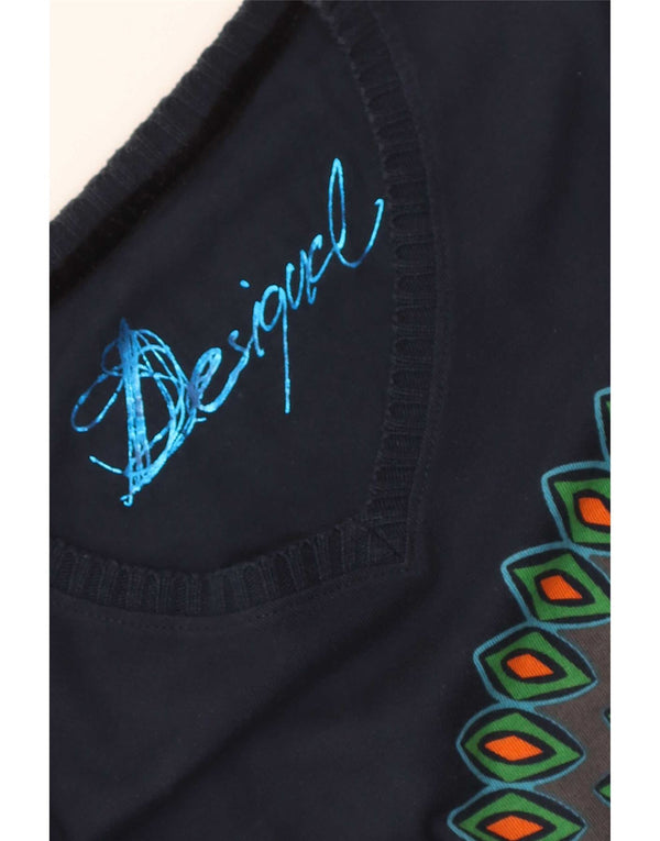 Desigual Γυναικείο τοπ μακρυμάνικο UK 12 μεσαίου μπλε ναυτικό γεωμετρικό
