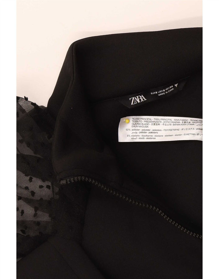 Zara Womens Crop Cardigan Top 10 Small Black Polyester