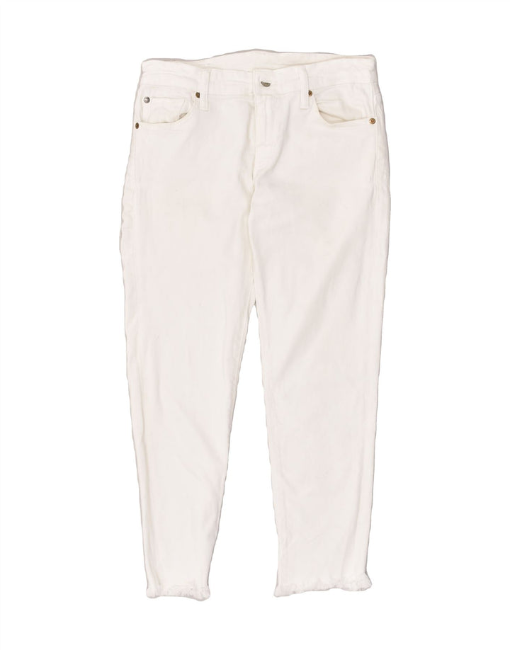 RALPH LAUREN Womens Tapered Casual Trousers W29 L25  White Cotton | Vintage Ralph Lauren | Thrift | Second-Hand Ralph Lauren | Used Clothing | Messina Hembry 
