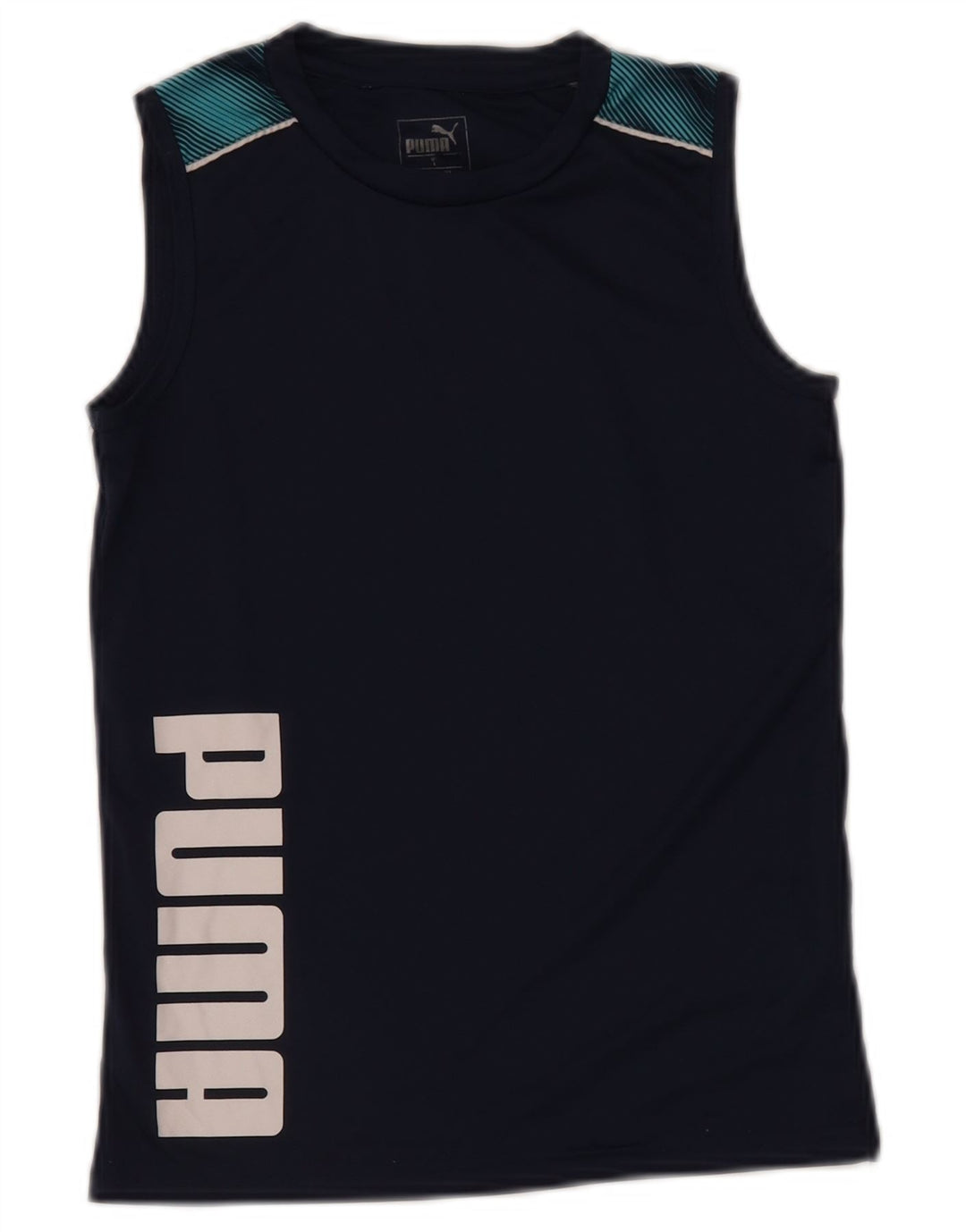PUMA Boys Graphic Vest Top 7-8 Years Navy Blue Polyester