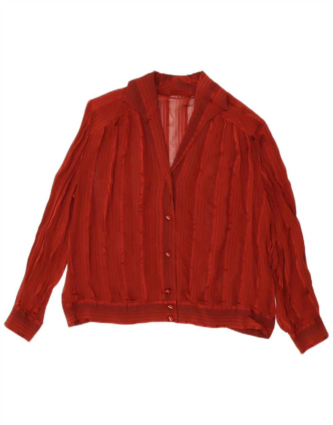 Vintage γυναικείο πουκάμισο μπλούζα UK 16 Large Maroon ριγέ