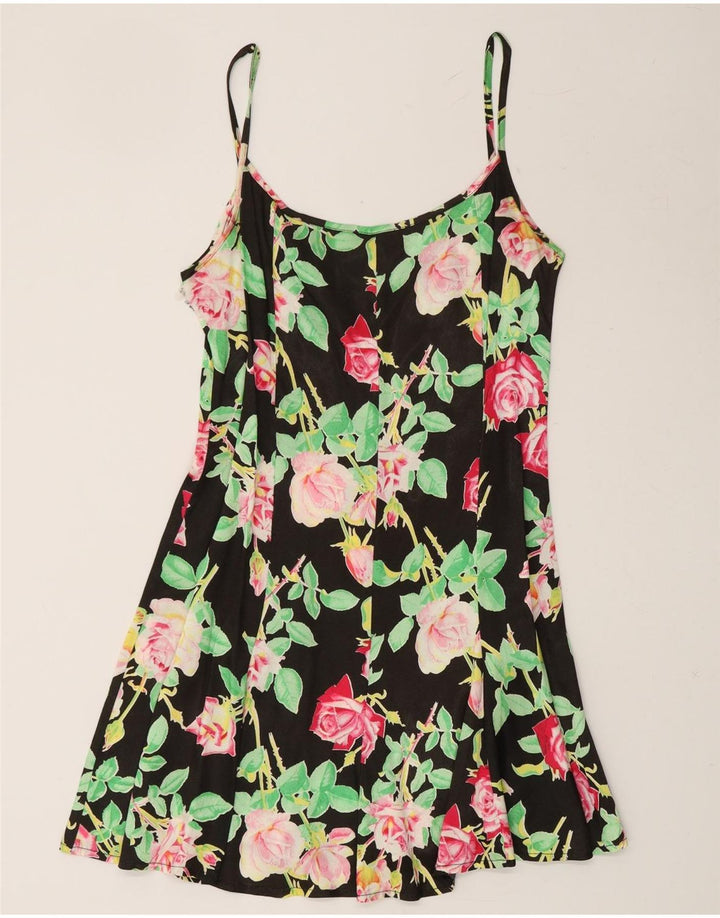 SWISH Womens Sundress IT 44 Medium Black Floral Vintage Swish and Second-Hand Swish from Messina Hembry 