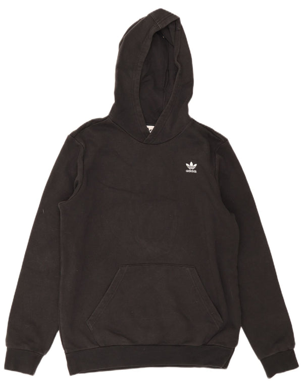 ADIDAS Boys Hoodie Jumper 14-15 Years Black Cotton