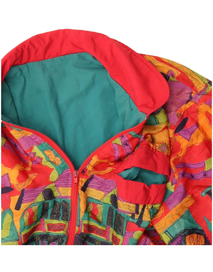 Vintage Γυναικείο Abstract Pattern Windbreaker Jacket UK 20 2XL Red