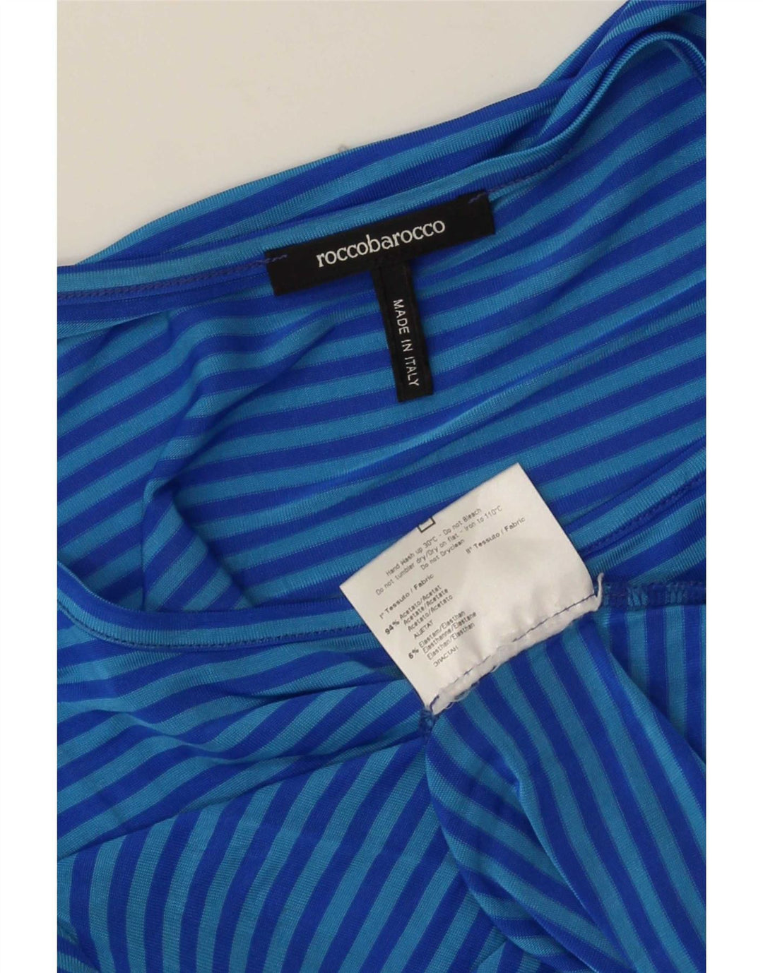 Roccobarocco Γυναικείο T-Shirt Top US 8 μεσαίου μπλε ριγέ Acetate