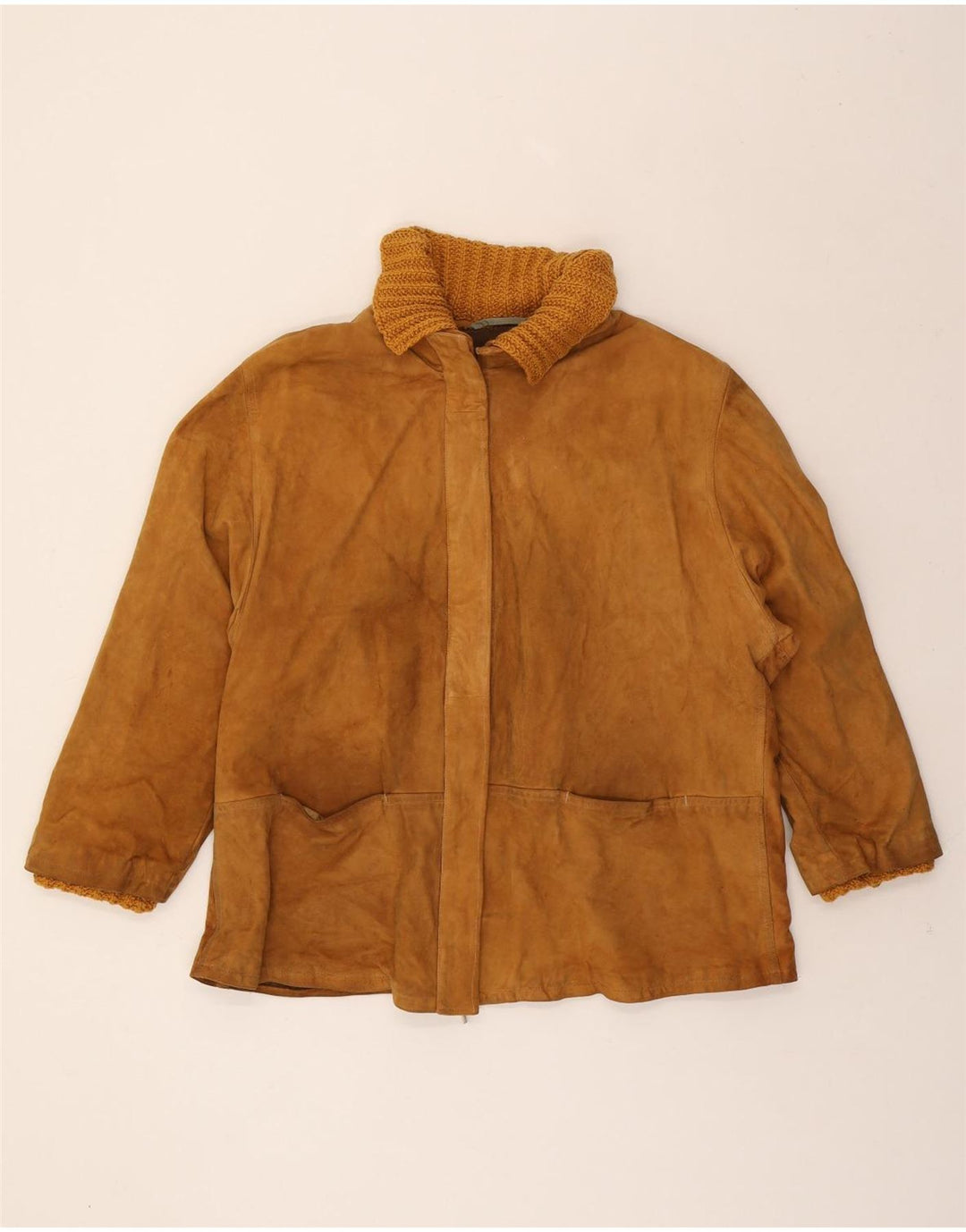 VINTAGE Womens Suede Jacket UK 18 XL Beige Vintage Vintage and Second-Hand Vintage from Messina Hembry 