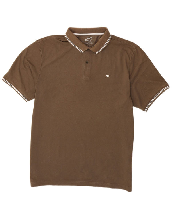 Champion Mens Easy Fit Polo πουκάμισο 3XL Καφέ ριγέ βαμβακερό
