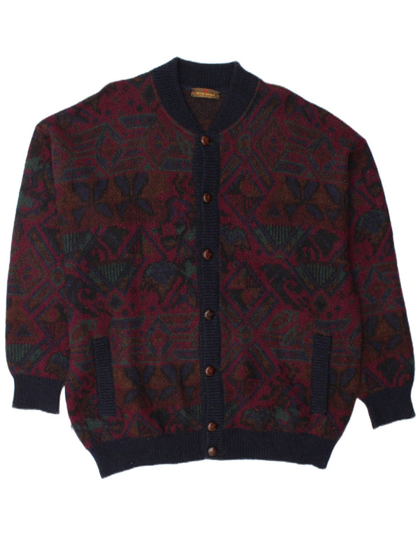 PETER BROWN Ανδρικό πουλόβερ ζακέτα IT 58 3XL Burgundy Fair Isle