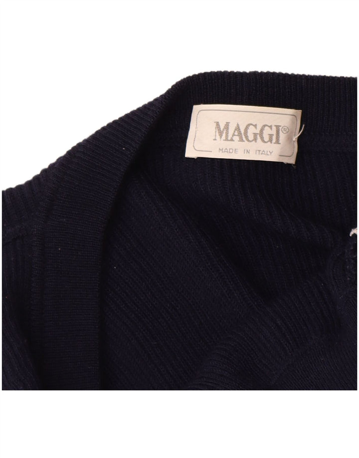 Ανδρικό πουλόβερ με ζακέτα VINTAGE Medium Navy Blue New Wool