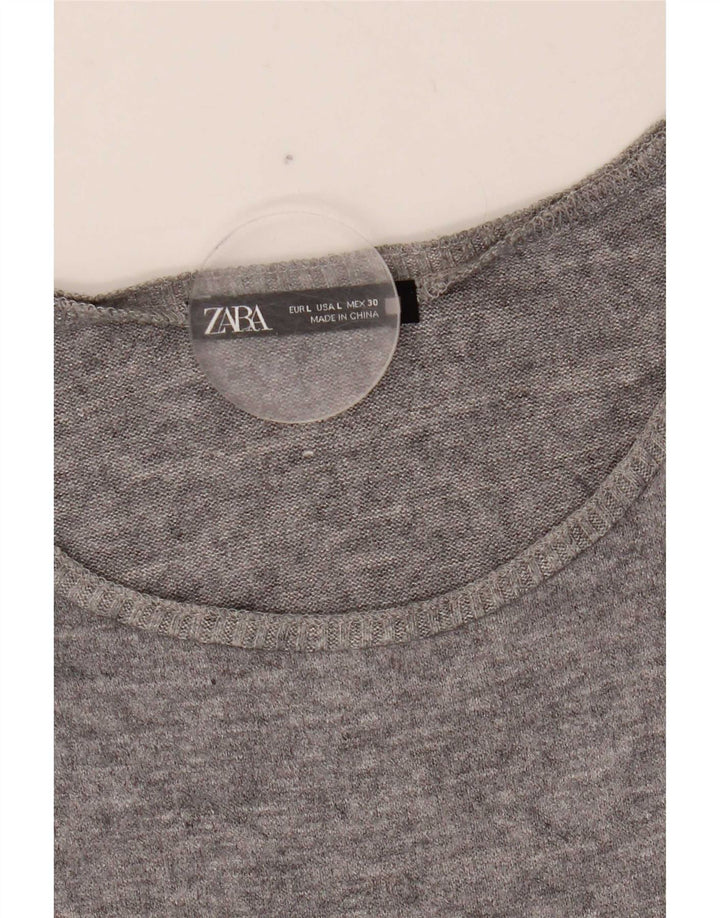 Zara Γυναικείο Γιλέκο Τοπ UK 16 Large Grey Fair Isle
