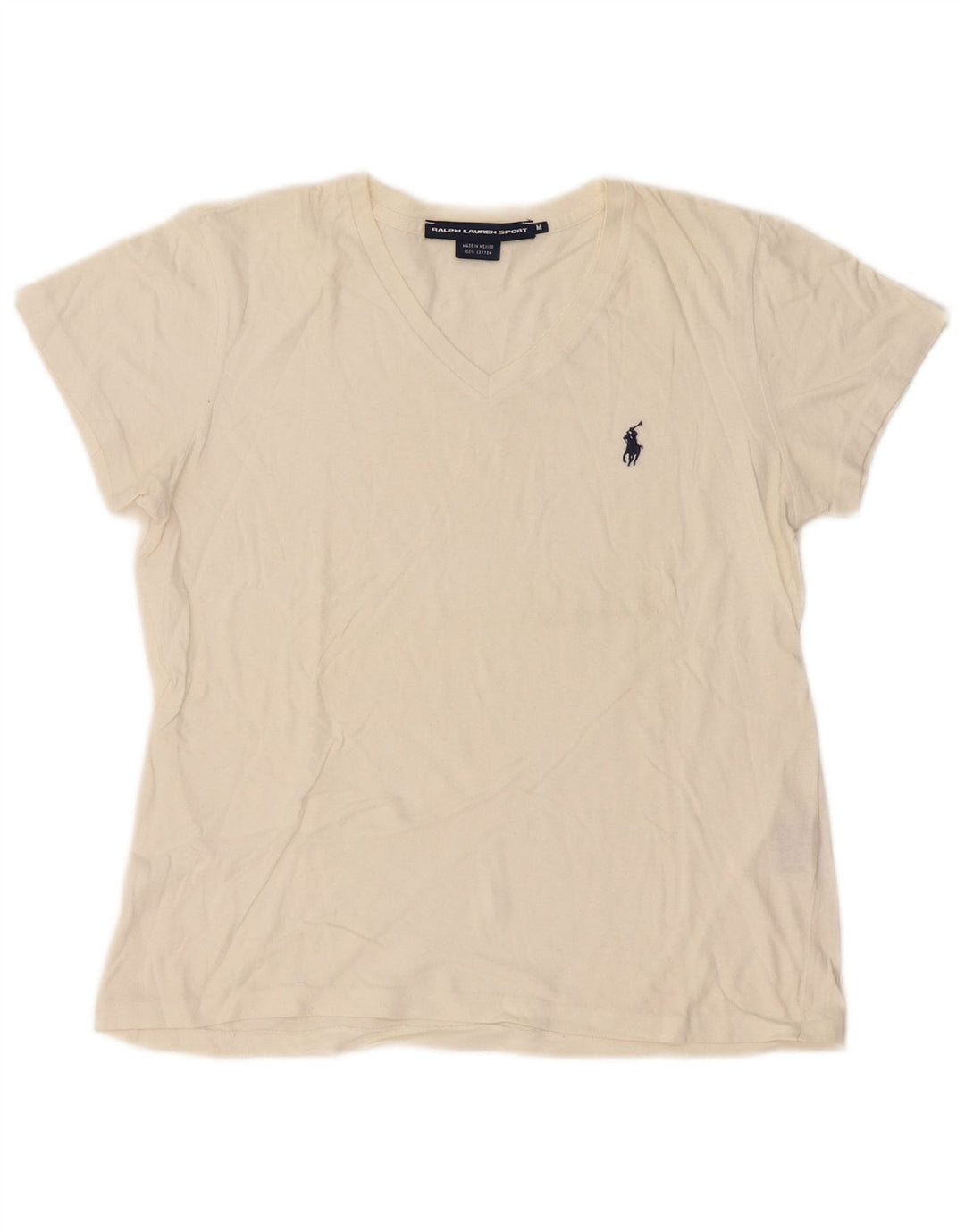 Γυναικείο T-Shirt Ralph Lauren Top UK 12 Βαμβακερό μεσαίο υπόλευκο