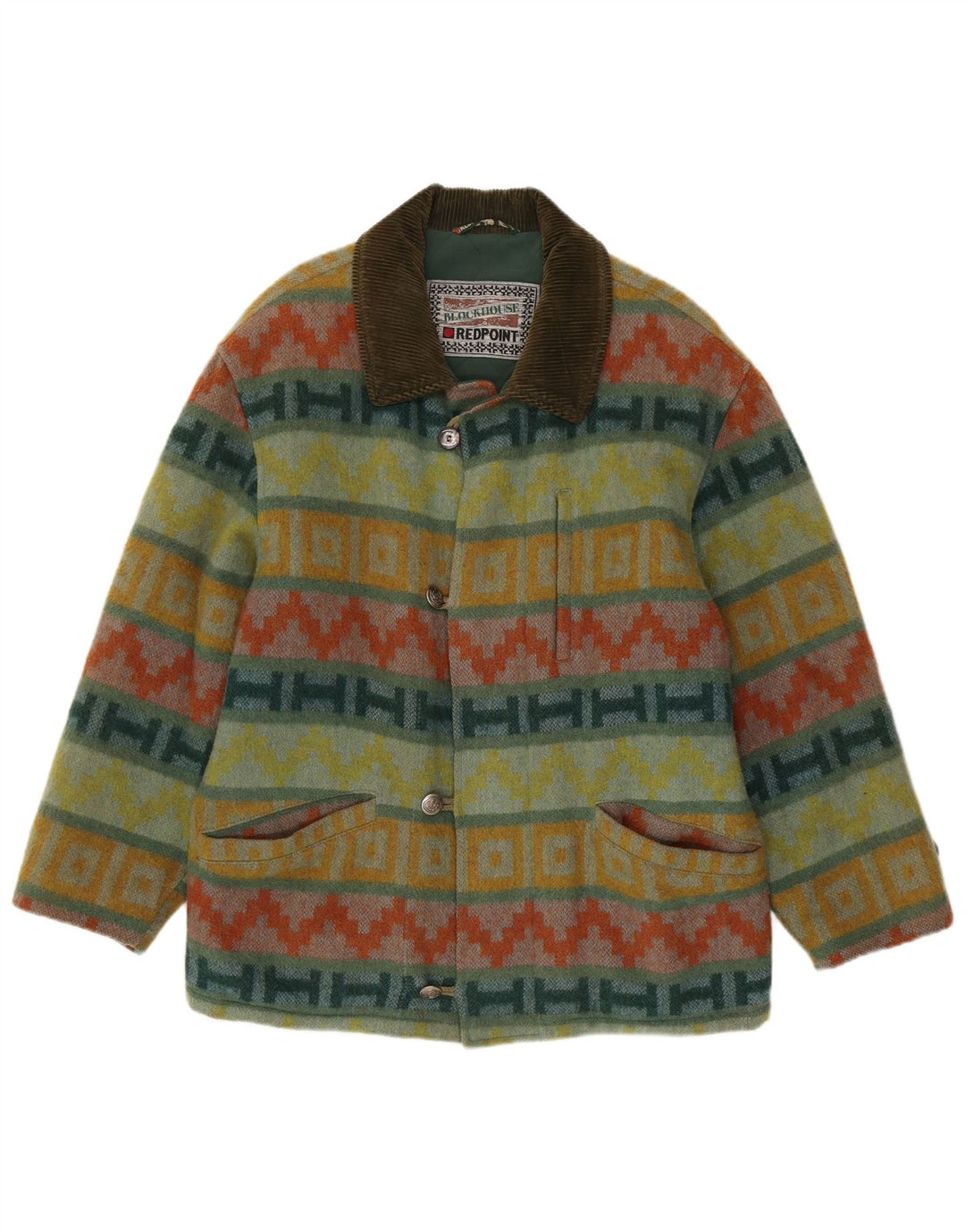 Ανδρικό παλτό αντιανεμικό Redpoint IT 48 Medium Green Geometric Wool Aztec
