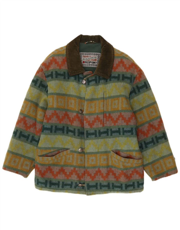 Ανδρικό παλτό αντιανεμικό Redpoint IT 48 Medium Green Geometric Wool Aztec
