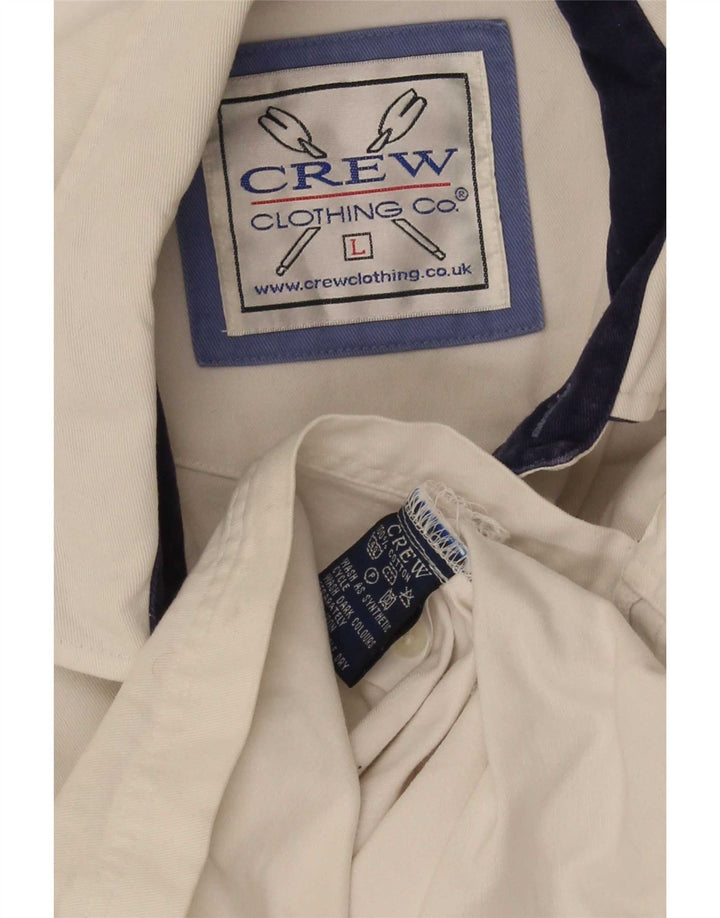 Crew Clothing Ανδρικό πουλόβερ πουκάμισο μεγάλο λευκό ριγέ βαμβακερό