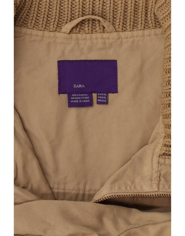 Zara Ανδρικό Bomber Jacket UK 42 XL Beige Cotton