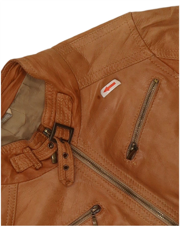 XETRA Γυναικείο Δερμάτινο Μπουφάν Biker UK 8 Small Beige
