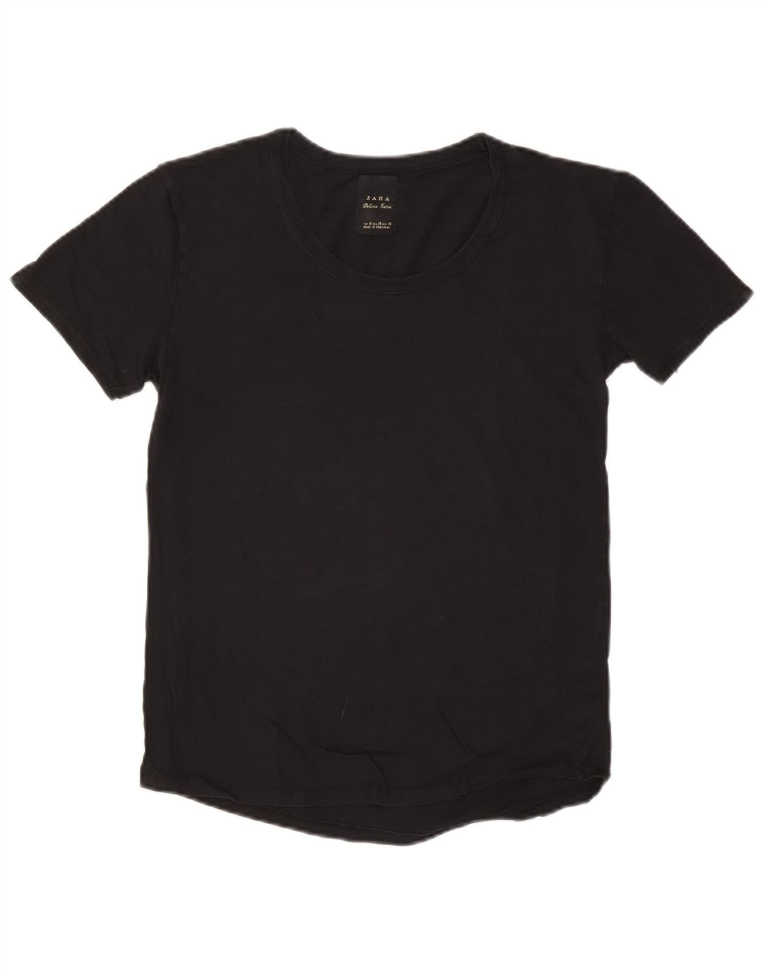 Γυναικείο T-Shirt ZARA Top UK 12 Μεσαίο μαύρο βαμβακερό