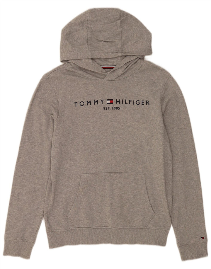 TOMMY HILFIGER Γραφικό μπλουζάκι με κουκούλα για κορίτσια 13-14 ετών Βαμβάκι με γκρι φλύκταινες