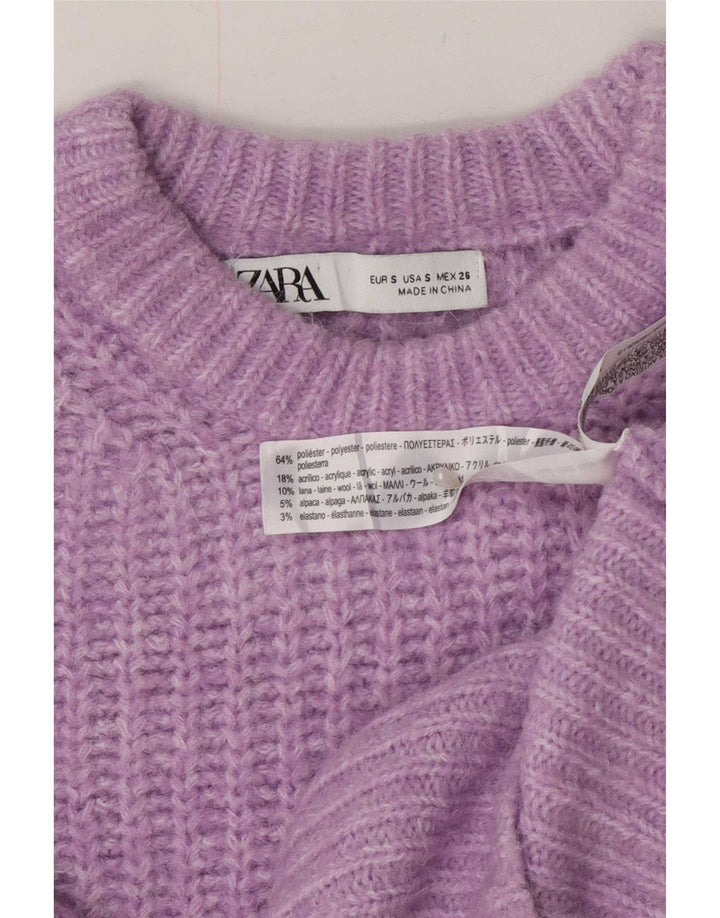 Zara Γυναικείο πουλόβερ με λαιμόκαυστο UK 10 Small Purple Polyester