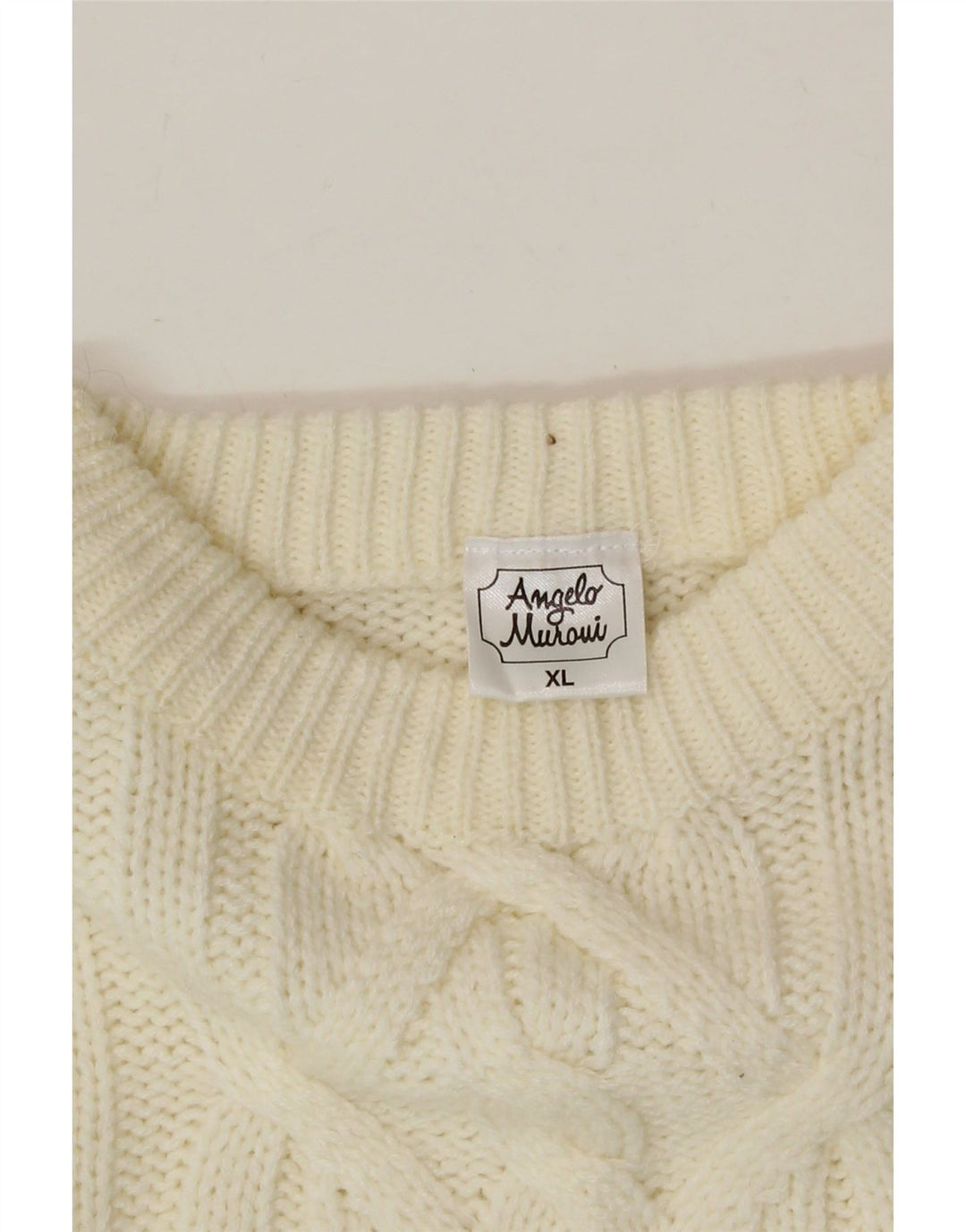 VINTAGE Mens Crew Neck Jumper Sweater XL Off White Vintage Vintage and Second-Hand Vintage from Messina Hembry 