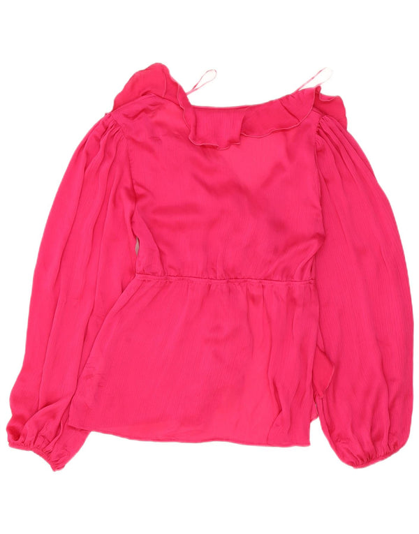 Zara Γυναικεία Loose Fit Μακρυμάνικη Μπλούζα Τοπ UK 6 XS Pink Polyester