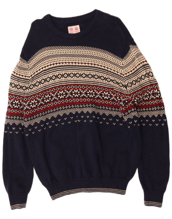 Ανδρικό πουλόβερ για λαιμό σκάφος Musto XL Navy Blue Fair Isle Cotton