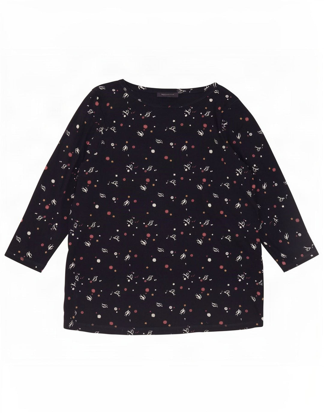 Marks & Spencer Womens Abstract Pattern Top 3/4 Sleeve UK 20 2XL Navy Blue