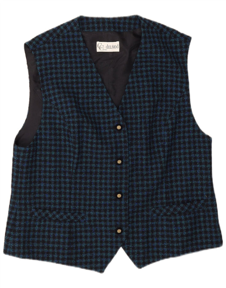 Delmod Γυναικείο Γιλέκο EU 44 XL Navy Blue Gingham New Wool