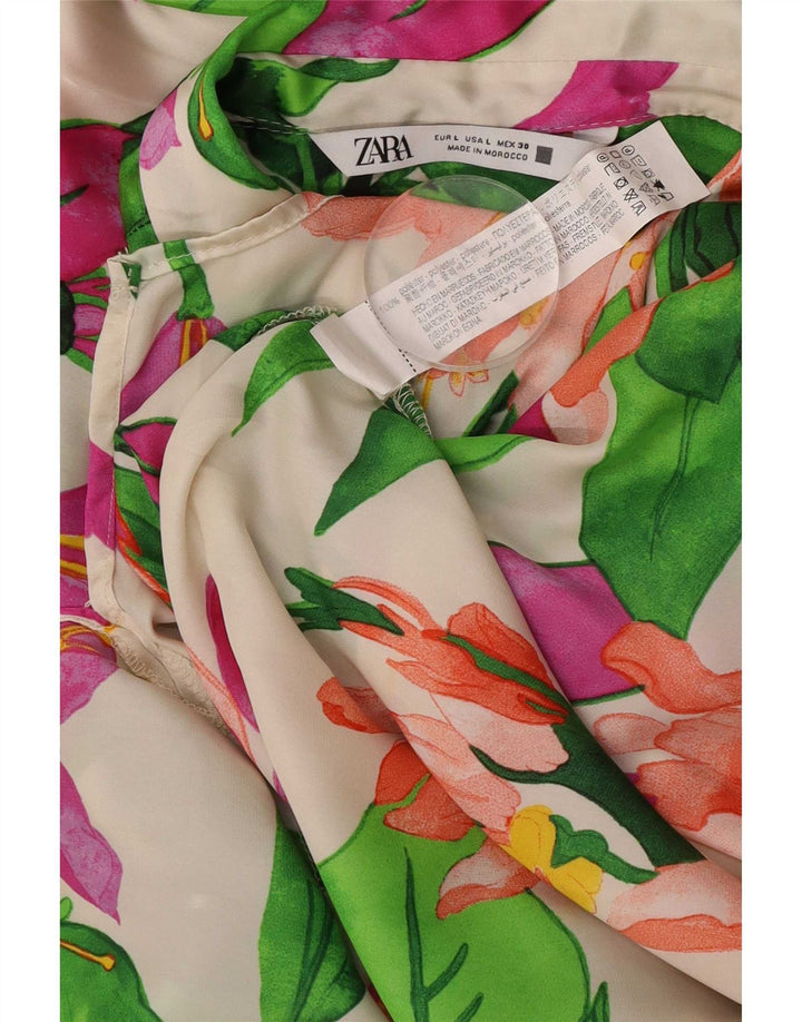Zara Γυναικείο πουκάμισο Oversized Μπλούζα UK 16 Μεγάλο Πολύχρωμο Floral