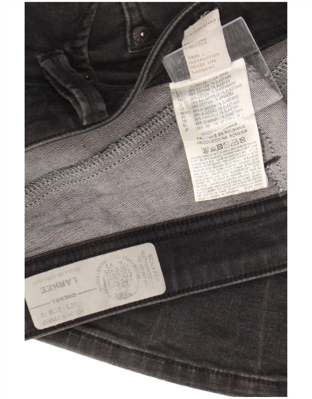Diesel Ανδρικό Larkee Regular Straight Jeans W33 L30 Μαύρο βαμβακερό