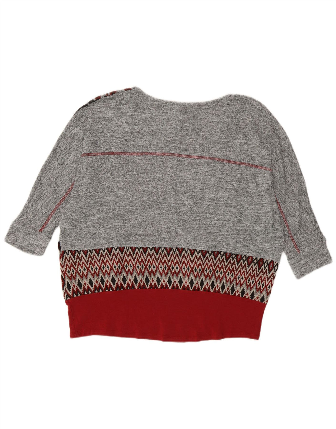 DESIGUAL Womens Oversized Boat Neck Jumper Sweater UK 10 Small Grey