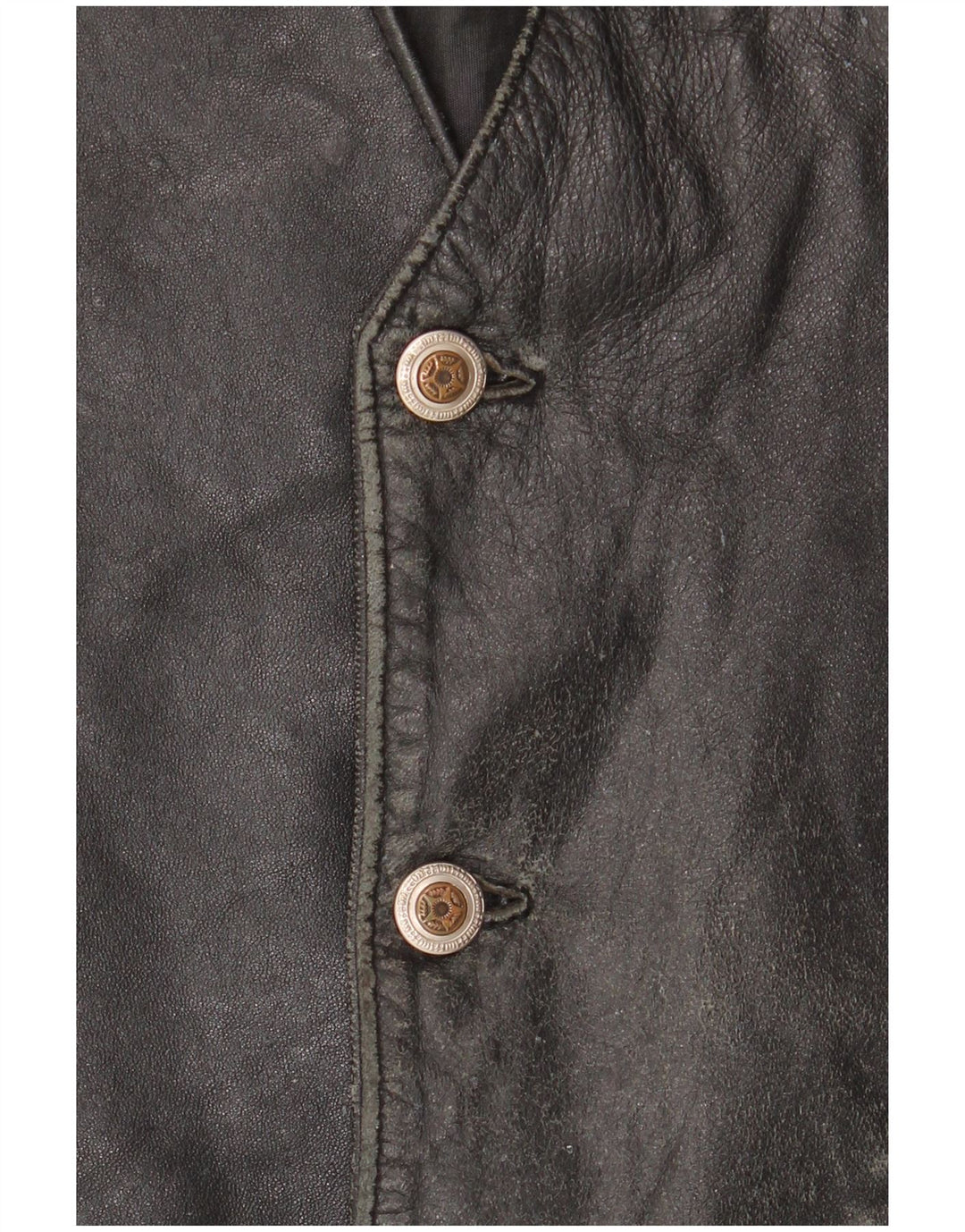 VINTAGE Ανδρικό Δερμάτινο Γιλέκο IT 52 Μεγάλο Δερμάτινο Μαύρο