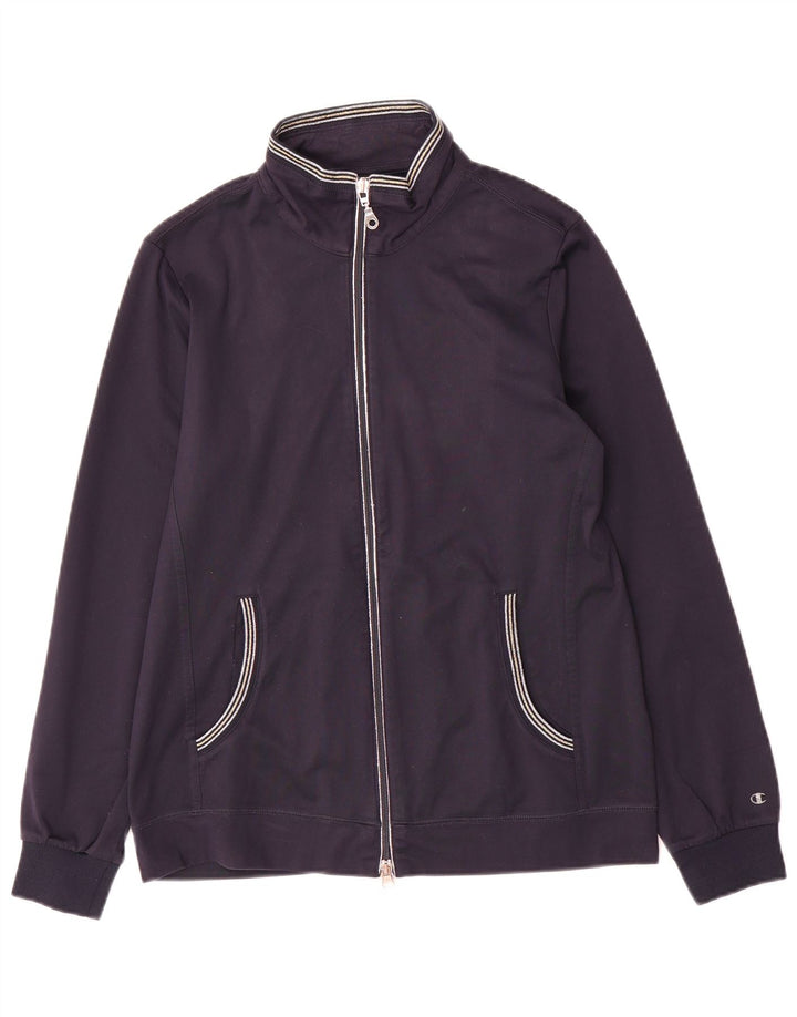Champion Womens Easy Fit Top Jacket UK 14 Medium Navy Blue