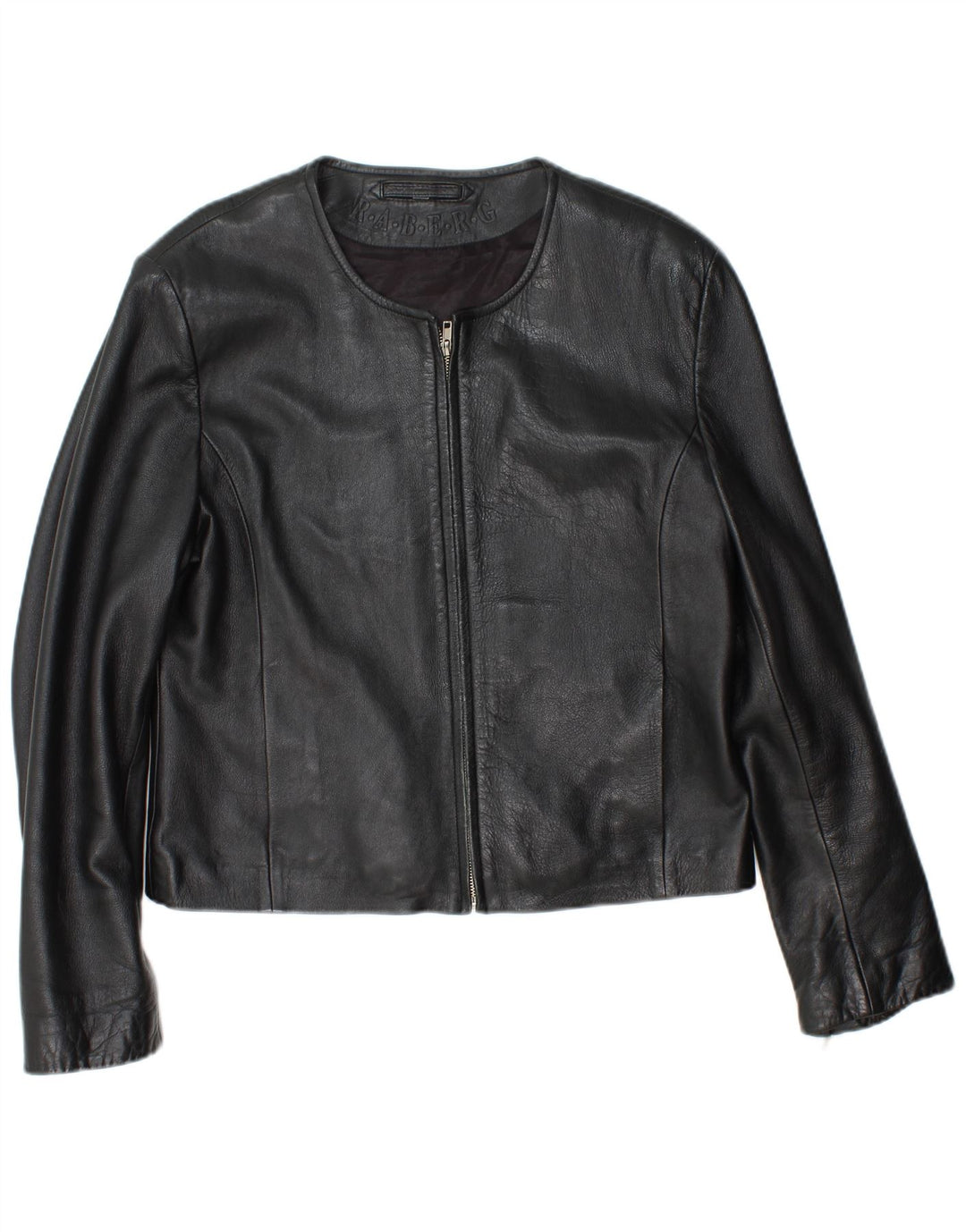 RABERG Γυναικείο Crop Δερμάτινο Μπουφάν EU 42 Μεγάλο Δερμάτινο Μαύρο