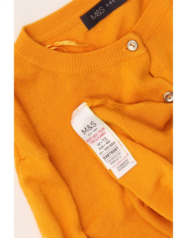Marks & Spencer Γυναικείο πουλόβερ ζακέτα με κανονική εφαρμογή UK 12 Medium Yellow