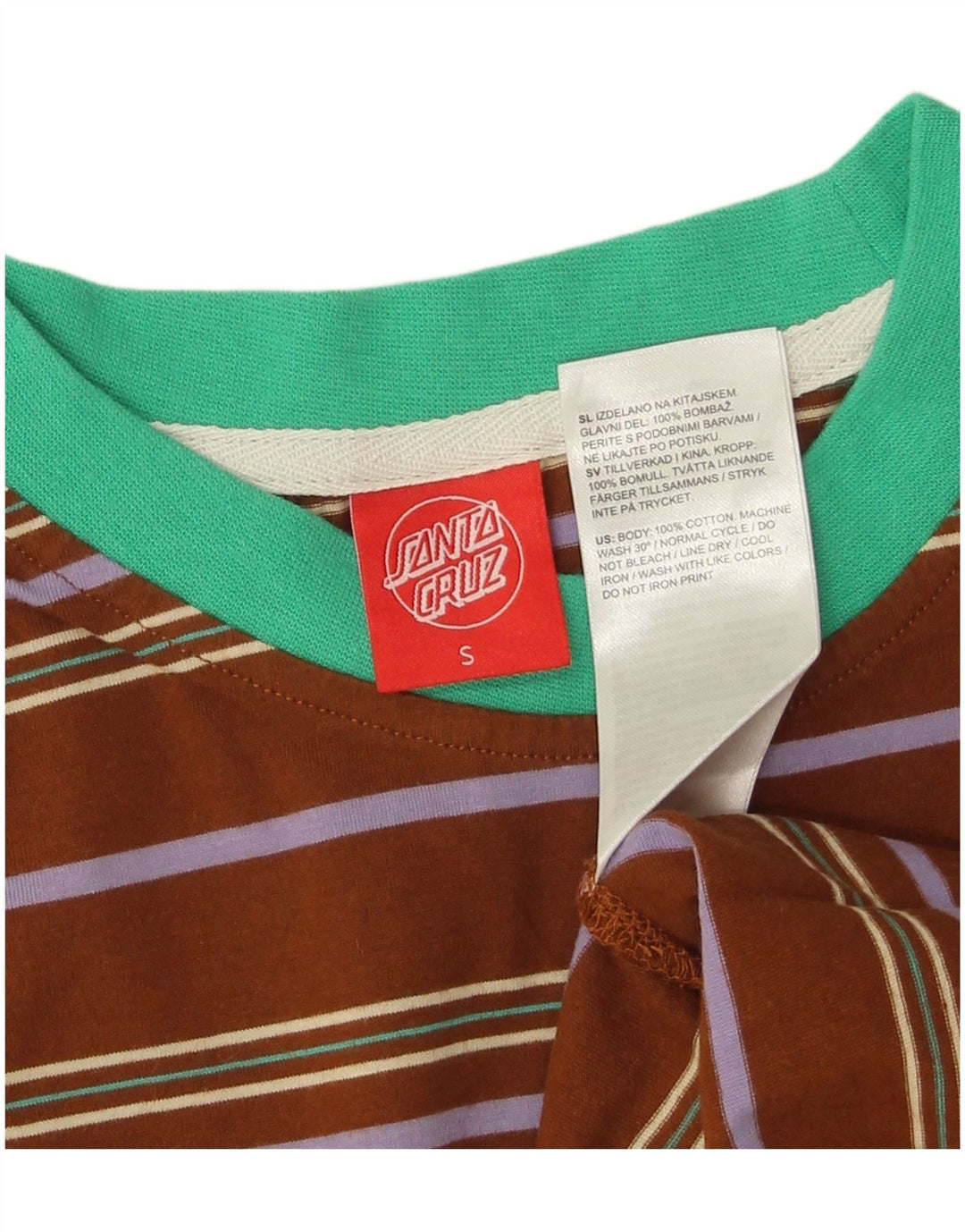 Santa Cruz Ανδρικό T-Shirt Top Μικρό καφέ ριγέ