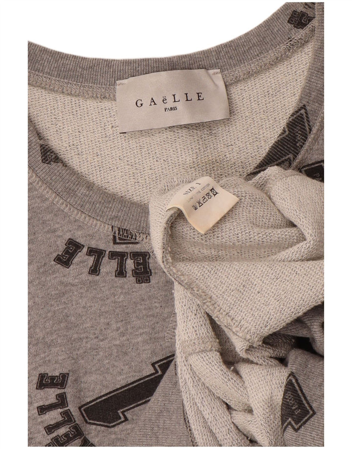 GAELLE Womens Oversized Graphic Sweatshirt Jumper Size 1 Small Grey