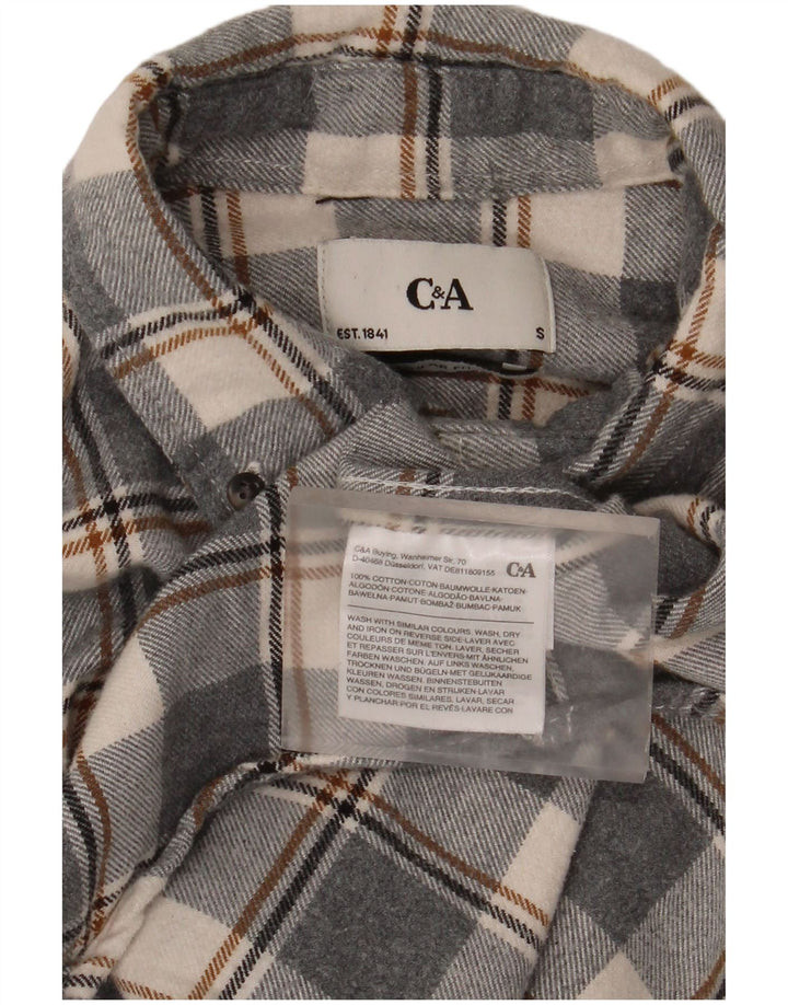 Ανδρικό φανελένιο πουκάμισο C & A Small Grey Check Cotton
