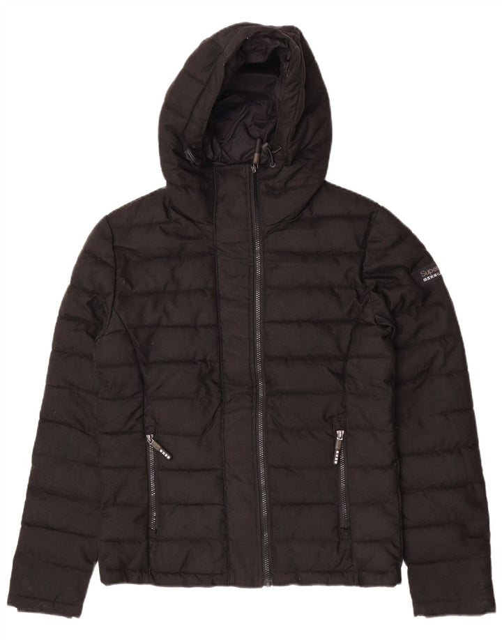 Superdry Ανδρικό μπουφάν με κουκούλα UK 38 Μεσαίο Μαύρο Πολυεστέρας