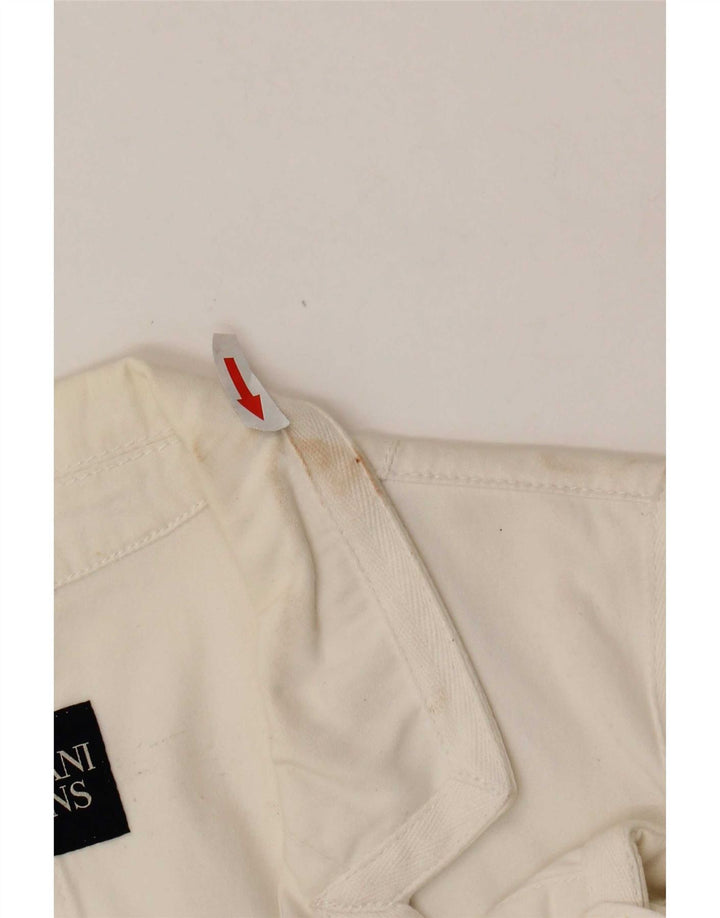 Armani Jeans Γυναικείο σακάκι 3 κουμπιών Blazer UK 18 XL Λευκό βαμβακερό