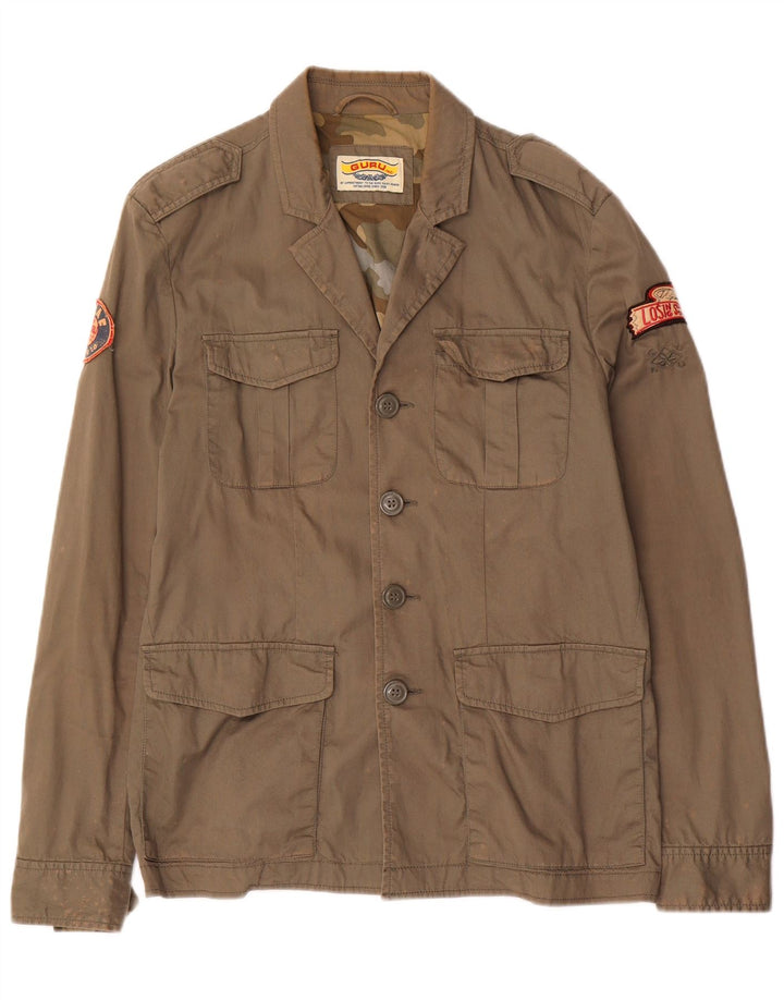 Guru Ανδρικό γραφικό Military Jacket UK 40 Large Brown Βαμβακερό