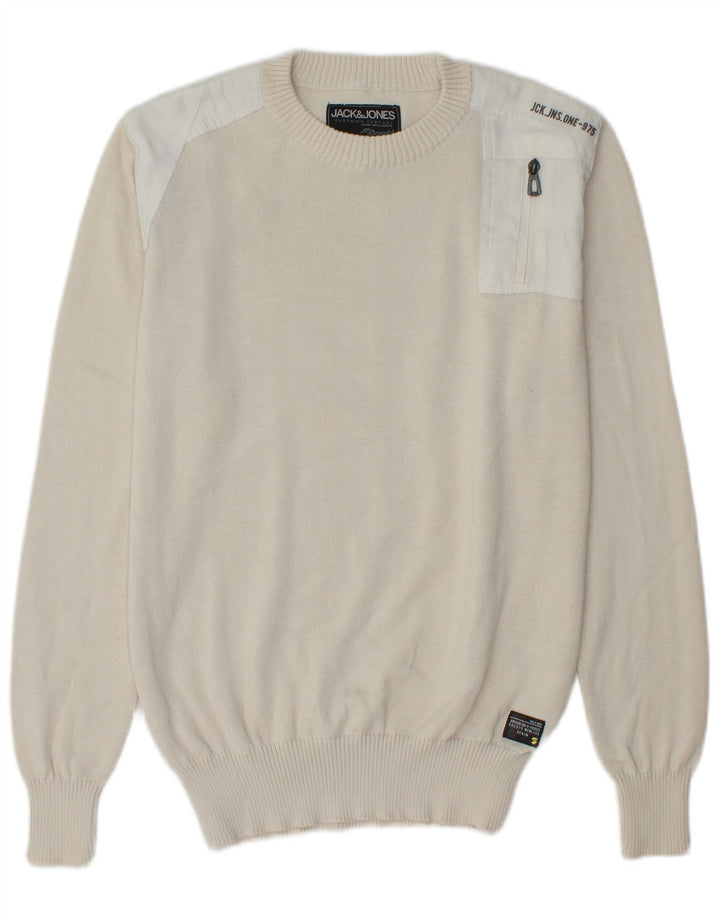 Ανδρικό πουλόβερ JACK & JONES Graphic Crew Neck Jumper Small Off White