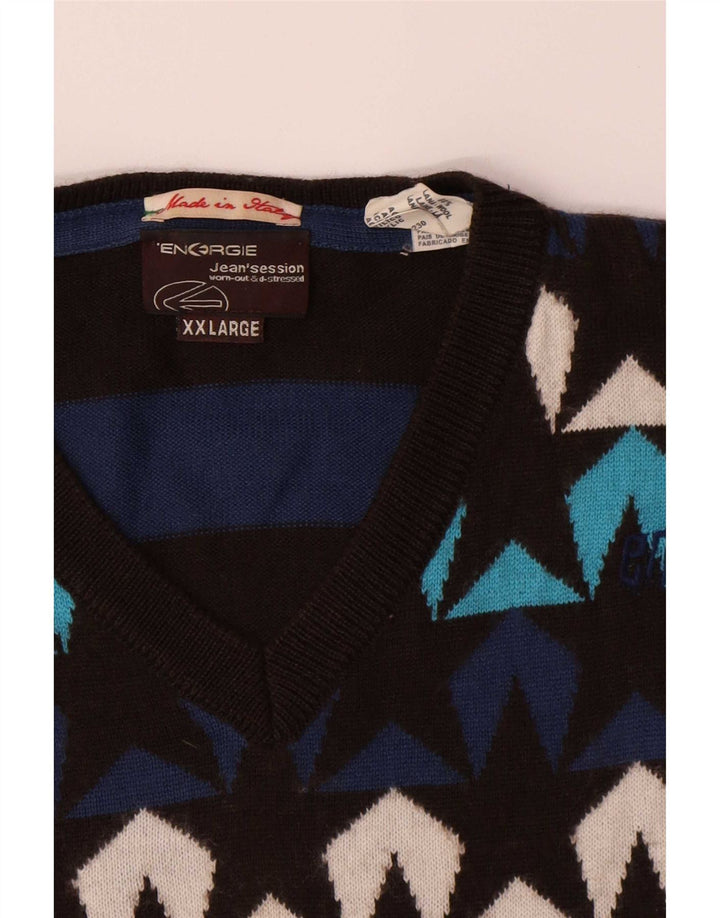 Ανδρικό πουλόβερ Energie Abstract Pattern με λαιμόκοψη 2XL πολύχρωμο μάλλινο