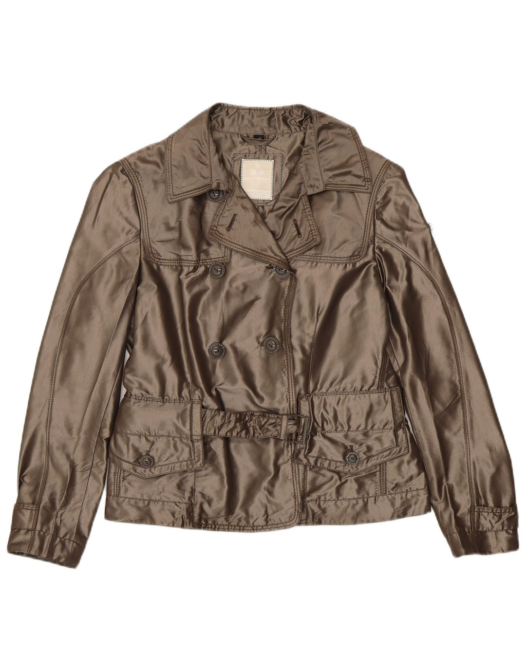 PEUTEREY Womens Pea Coat IT 46 Large Brown Polyester