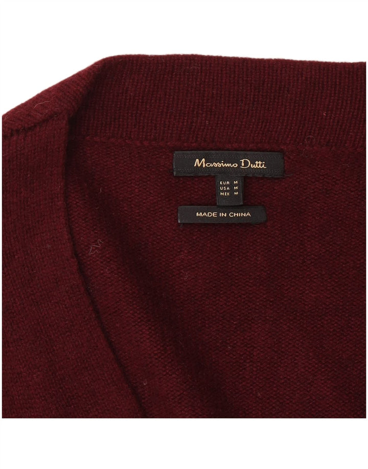 Massimo Dutti Γυναικείο πουλόβερ Longline Cardigan UK 14 Medium Burgundy